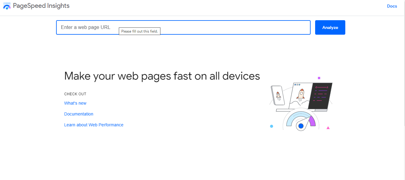 Google PageSpeed Insight Enter URL